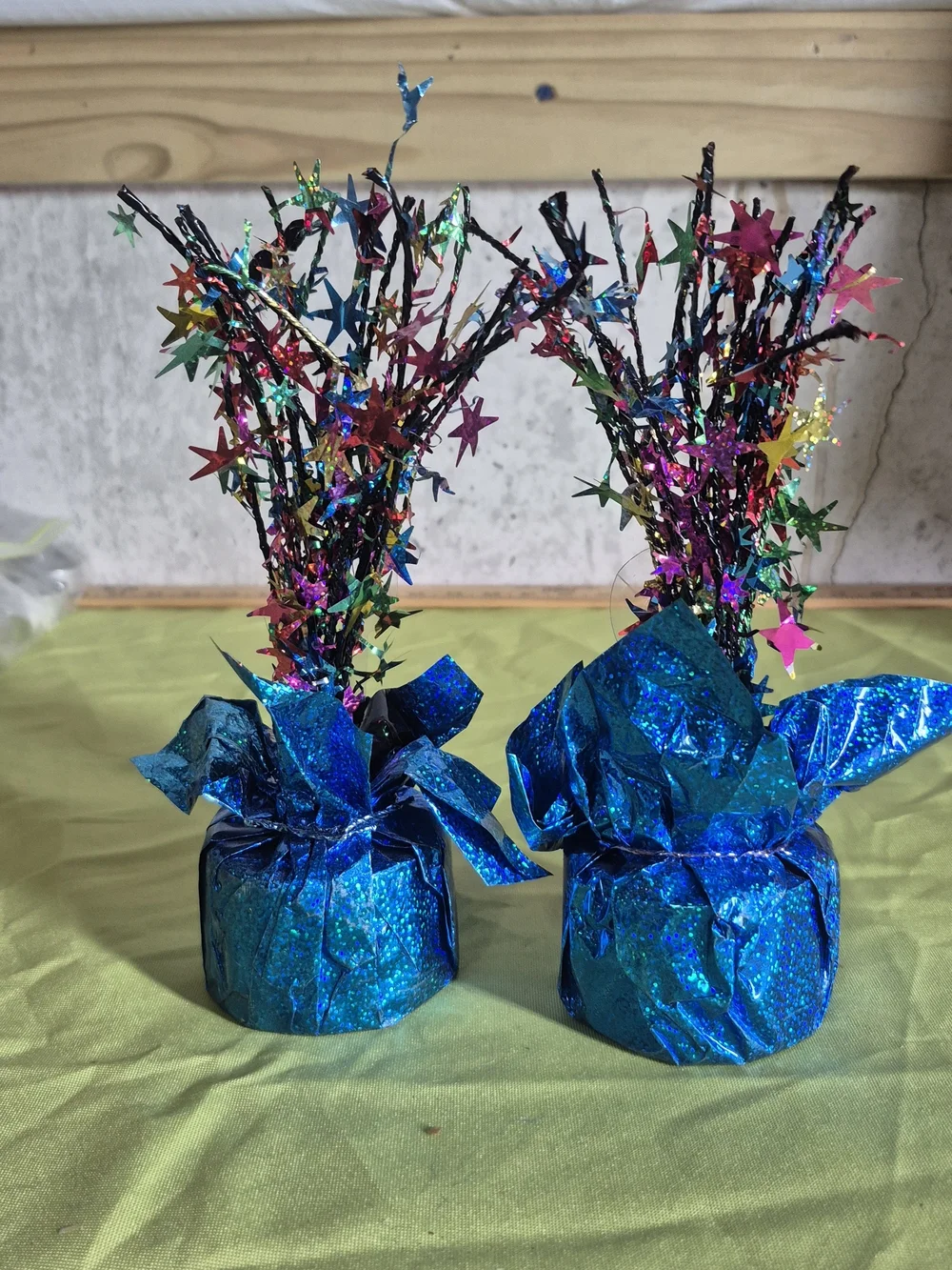 Blue Holographic Starburst Table Centerpieces/weights- Pair